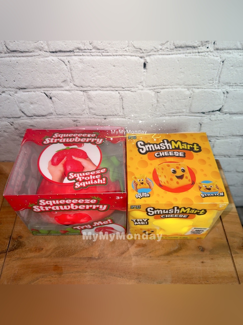 Sunny Days Jumbo Strawberry Squishy & Smushmart Jumbo Cheese Squishy Toy Bundle - Picture 2 of 3